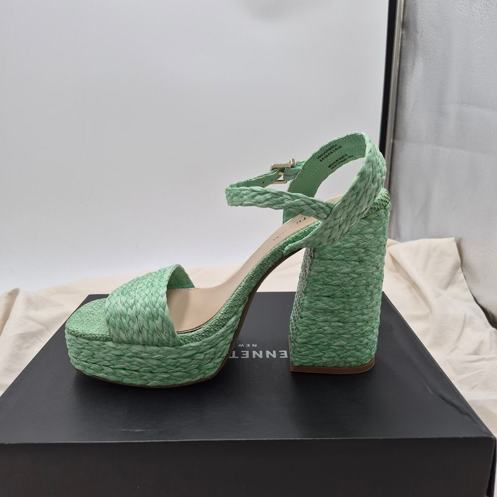 NEW Kenneth Cole New York Dolly Platform Block Heel open toe Sandals Mint SZ 8.5 - Picture 2 of 9